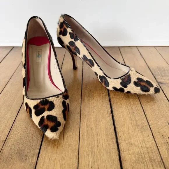 Boden Leopard Calf Hair Pointed Toe Pumps Heels 37 / 7 - Picture 1 of 9